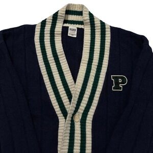 Victoria's Secret PINK Varsity Cardigan Sweater Navy Blue Shawl Collar Small Y2K